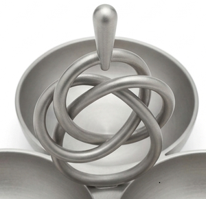 Stainless Steel 3 Bowl Serving <b>Stand</b> with Interlocking Ring Design and Top Hook for Nuts Snacks - Product Image 3