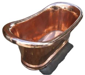 Baignoire autoportante en cuivre, finition antique martelée, avec pieds de chaise, écologique, en métal, pour la maison - Product Image 3