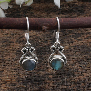 Boucles d'oreilles pendantes en labradorite naturelle, argent sterling 925, pierre précieuse bleue effet feu, bijoux de mariage de luxe faits à la main, vente en gros - Product Image 4