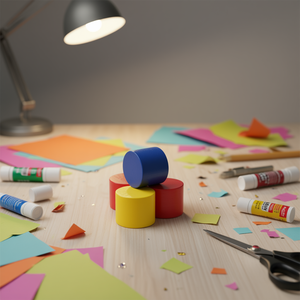 Set di 4 Cilindri in Legno Colorati 25x20 mm per Lavorazioni Artigianali - Product Image 2