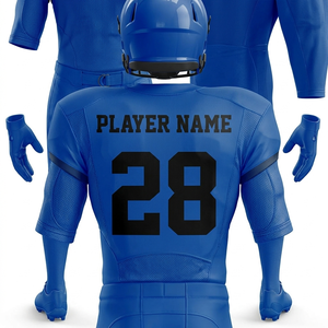 Uniforme de Fútbol Americano para Hombre, Azul, Manga Corta, Ajustado, Transpirable, Cuello Redondo de Poliéster, para Todas las Temporadas - Product Image 6