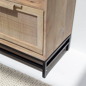 Étagères bibliothèque Vandana Altis Grand en rotin et bois de manguier avec base noire – Design de rangement moderne - Product Image 6