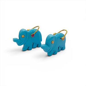Natural Turquoise Crystal Polished Openwork Carving <b>Elephant</b> Love Charm Pendant Colorful Chakra Balance Fashion Trend - Product Image 1