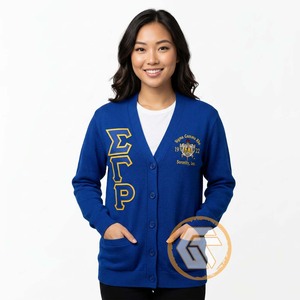เสื้อกั๊กอะคริลิคปักลาย Sigma Gamma Rho แบบสั่งทำพิเศษ ติดกระดุมด้านหน้า สำหรับฤดูหนาว คุณภาพสูง คอวี สำหรับผู้หญิง - Product Image 4