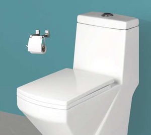 Inodoro de una pieza con diseño de cristal, tamaño 730x360x680 mm, con sifón en S de 225 mm y descarga por arrastre. - Product Image 1