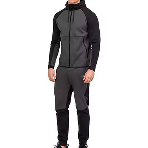 Ensemble de survêtement pour homme avec logo personnalisé, respirant, léger, pour le sport d'hiver, en coton, avec fermeture à cordon, sweat-shirt et pantalon de jogging - Product Image 1