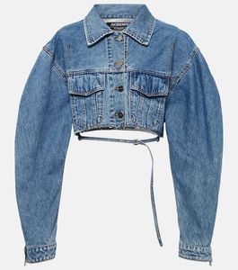 Light Wash Women <b>Denim</b> <b>Jacket</b> <b>Cropped</b> <b>Denim</b> Coat Button Front Pockets Long Sleeve for Spring Autumn - Product Image 2