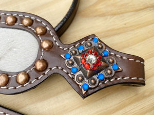Ensemble de têtière et de peitorale en cuir occidental de qualité supérieure avec boucles décoratives et conchos – Équipement d'équitation durable - Product Image 4