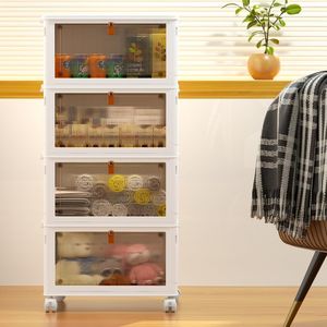 Contenitori di Plastica a 4 Livelli da 23QT con Coperchi, Scatole Pieghevoli Impilabili con Ruote per Scaffali da Garage - Product Image 5