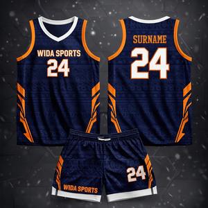 Conjunto de Uniforme de Baloncesto Sublimado Personalizado de Alta Calidad, OEM ODM, Uniforme de Equipo, Azul Marino y Naranja, Malla Transpirable, Fabricante al por Mayor - Product Image 6