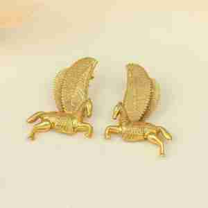 Beautiful Anokhi Pegasus <b>Earrings</b> 925 Sterling Silver Gold Plated Antique Look <b>Stud</b> <b>Earrings</b> - Product Image 2