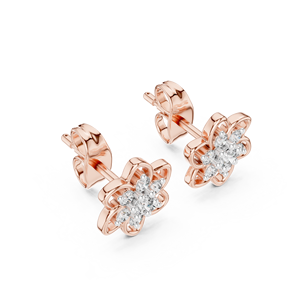 Juego de pendientes de diamantes cultivados en laboratorio ROYAL BLOOM en oro rosa de 18 quilates para compromiso, boda, fiesta, regalo de San Valentín, uso diario para mujeres - Product Image 2