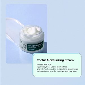 Crème hydratante pour le visage YADAH Cactus 50ml, crème hydratante formant une barrière d'hydratation pour les peaux sèches sensibles, fabriquée en Corée - Product Image 2