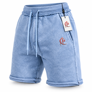 Shorts pour hommes délavés effet soleil, streetwear épais, vintage doré, déchirés et délavés à l'acide - Product Image 3