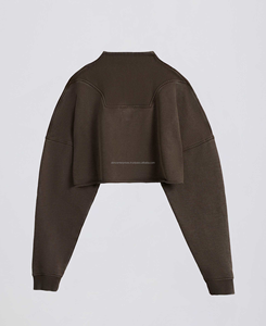 Sweat-shirt en laine délavée pour femme, col montant, haute qualité, personnalisable, motif uni brodé, printemps/hiver - Product Image 2