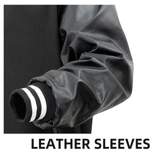 แจ็คเก็ตวาร์ซิตี้ แจ็คเก็ตบอมเบอร์ แจ็คเก็ตเลตเตอร์แมน แขนหนัง สไตล์วินเทจ เสื้อคลุมน้ำหนักเบา สตรีทแวร์ลำลอง คลาสสิก - Product Image 5