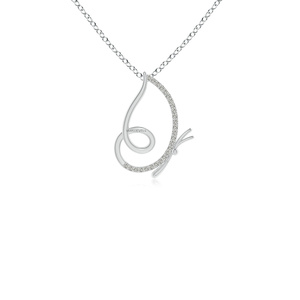Pendentif élégant de luxe en or 10K 14K 18K ou argent 925 935 avec diamant de laboratoire taille ronde en forme de feuille tourbillonnante et design pavé - Product Image 2