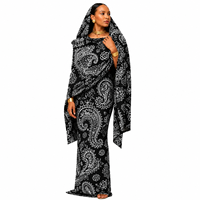 Toub Soudanais de Luxe pour Femmes, Tissu Voile de Coton Quatre Saisons, Imprimé Numérique Floral Personnalisé, Feuille d'Or, Longue Robe Ethnique Africaine
