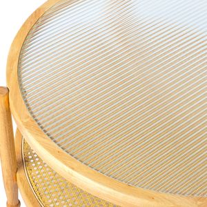 Tavolino da Caffè in Rattan Fatto a Mano Stile Boho 31,5 Pollici con Piano in Vetro per Soggiorno, Balcone, Patio o Camera da Letto - Product Image 3