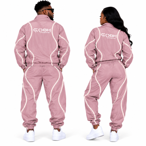 Unisex <b>pink</b> lightweight <b>tracksuit</b> set full zipper jacket matching pants sporty polyester sportswear Stand Collar Regular Fit - Product Image 4