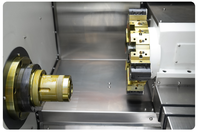Tour CNC à banc incliné compact avec système de refroidissement haute pression, structure rigide prête à l'emploi pour petites pièces de soupape et barres de 45 mm