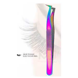 Pinzas de Acero Inoxidable de Alta Calidad para Pestañas con Punta de Fibra de Precisión Antideslizante para Aplicación de Extensiones de Pestañas de Volumen - Product Image 6