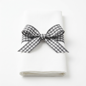 Cinta de Grosgrain a Cuadros Grises y Blancos de 15 mm, Proveedor Mayorista, Fabricante para Envoltura de Regalos, Lazos para el Cabello, Suministros para Manualidades - Product Image 1