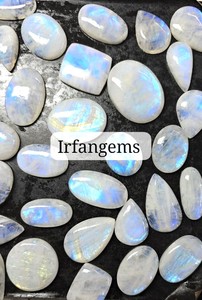 Irfan Gems Natural Rainbow Moonstone (<b>Quartz</b>) Loose Gemstones-Mix Shapes/Sizes 20-40mm 7-12g for Jewelry Making Rajasthan Origin - Product Image 3