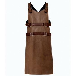 Tablier de Chef Homme Luxe Sans Manches avec Bretelles Réglables en Cuir Marron Foncé, Design Classique, Couleur et Logo Personnalisables - Product Image 6