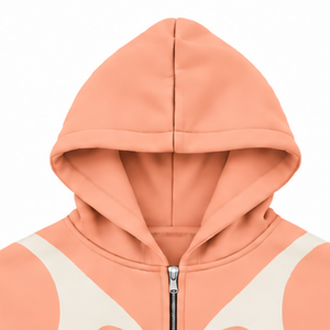 Sudadera con capucha unisex de forro polar con cremallera completa, paneles en contraste color melocotón, estilo urbano, manga larga, informal, con bolsillos laterales - Product Image 3