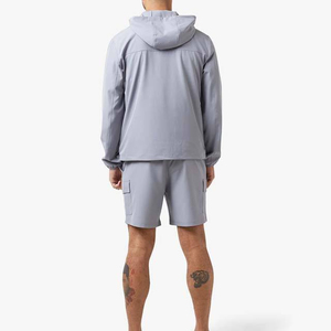 High Quality <b>Men</b>’s Breathable Two Piece Set Lightweight Windbreaker Hoodie <b>Jacket</b> and Quick Dry Shorts - Product Image 2