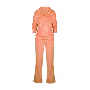 Ensemble de survêtement pour femme en coton et polyester, pantalon à revers élastiques, veste zippée intégrale, poches latérales, ensemble de sport - Product Image 4