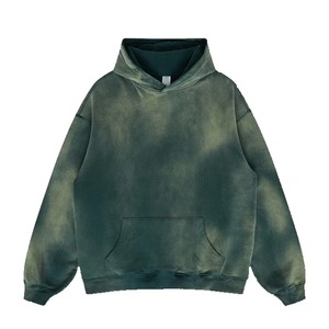 เสื้อฮู้ดดี้โอเวอร์ไซส์ผ้าฝ้ายเฟรนช์เทอร์รี่เนื้อหนา ย้อมสีแบบไทได ล้างสีแบบวินเทจ ปักลายตามสั่ง พร้อมโลโก้สีตามสั่งสำหรับผู้ชาย - Product Image 5