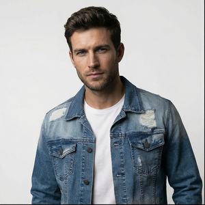 Chaqueta vaquera de alta calidad para hombre de invierno 2025 con logotipo frontal tamaño y color personalizables - Product Image 4