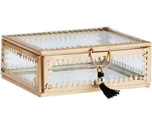 Caja de Joyería de Metal Dorado, Rectangular, con Tapa con Bisagras y Base con Espejo, Moderna y Lujosa - Product Image 3