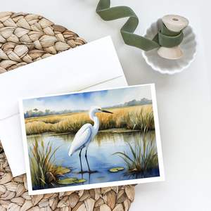 Whimsical Snowy Egret en Marismas Costeras Paquete de 8 A7 Tamaño 5x7 Tarjetas de felicitación en blanco con sobres Tarjetas de notas - Product Image 2