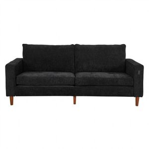 Sofá Moderno de Corduroy Negro Sólido para Varias Personas con Interfaz USB para Sala de Estar, Oficina o Sótano - Product Image 6