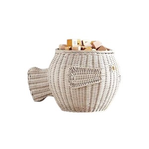 Cesta de Almacenamiento Grande de Ratán con Forma de Pez, Organizador de Juguetes para Niños, Organizador de Artículos Diversos, Maceta Decorativa con Forma de Animal para Sala de Estar - Product Image 1