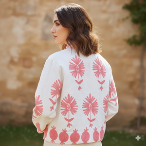 Chaqueta de Mujer de Algodón con Bordado Suzani de Diseño Floral para Exteriores, Invierno y Otoño, Ecológica - Product Image 2