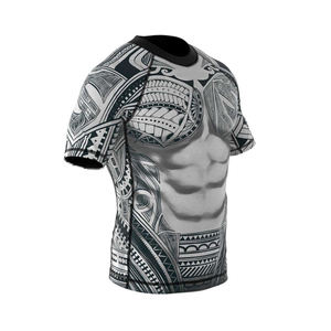 Camiseta Rash Guard de Manga Corta Unisex para Gimnasio, Antibacterial, Transpirable, Absorbe la Humedad, Ecológica, Protección UV - Product Image 3