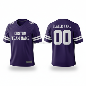 Camiseta de Fútbol Americano OEM para Hombre, Cuello Redondo, Manga Corta, Absorbe la Humedad, Protección UV, Impresión Sublimada, Azul Marino, Personalizada para Equipo - Product Image 1
