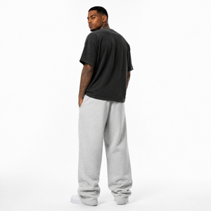 Custom Logo Men's Oversized Baggy Wide Leg Sweatpants 100% Cotton Sweatpants Drawstring Streetwear Jogger Pants - Product Image 3
