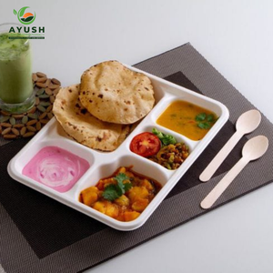Barquette repas compartimentée compostable en bagasse, fabriquée à partir de fibres de canne à sucre biologiques, idéale pour les baby showers et les fêtes d'anniversaire - Product Image 4