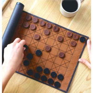 Roll up Chess Board Pu Leather Material Roll up Travel <b>Backgammon</b> Game <b>Sets</b> with Educational Toys Checkers - Product Image 5