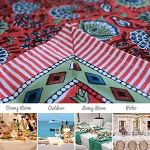 Nappe personnalisée imprimée au bloc, vente en gros, nappe à fleurs, nappe de fête, nappes en coton imprimées - Product Image 4