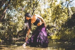 Falda Maxi Boho de Algodón, Falda Asimétrica Estilo Bohemio para Festival, Falda Fluida de Cintura Alta, Regalo para Ella a Precio de Mayoreo - Product Image 4