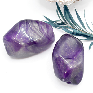 Cuentas sueltas de acrílico con forma de concha de orificio grande, cuadradas, de color, con orificio recto, tipo colgante de campana, accesorios de joyería para bikini y manualidades de resina - Product Image 3