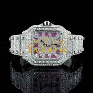 Reloj de Moda Cuadrado para Hombre con Diamantes Moissanite VVS, Completamente Cubierto de Piedras, Movimiento de Cuarzo, Cronógrafo, Estilo Simple, Deportivo y Ejecutivo - Product Image 1