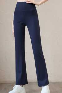 Wholesale Custom Mid Waist Skinny Fit Fleece <b>Flare</b> Yoga Pants Breathable Stretchy Workout <b>Leggings</b> Solid - Product Image 3