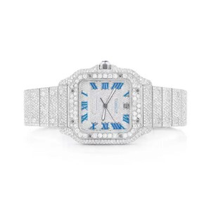 นาฬิกาผู้ชายลายการ์ตูนทรงสี่เหลี่ยมประดับเพชรมรกตชุดออกงานปาร์ตี้แนวฮิปฮอปแฟนซีสายสแตนเลสสุดหรู - Product Image 3